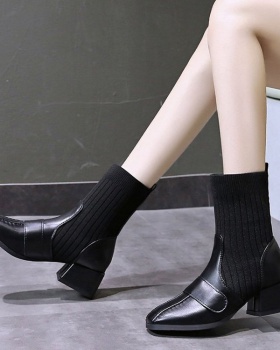 Square head middle-heel martin boots winter women's boots