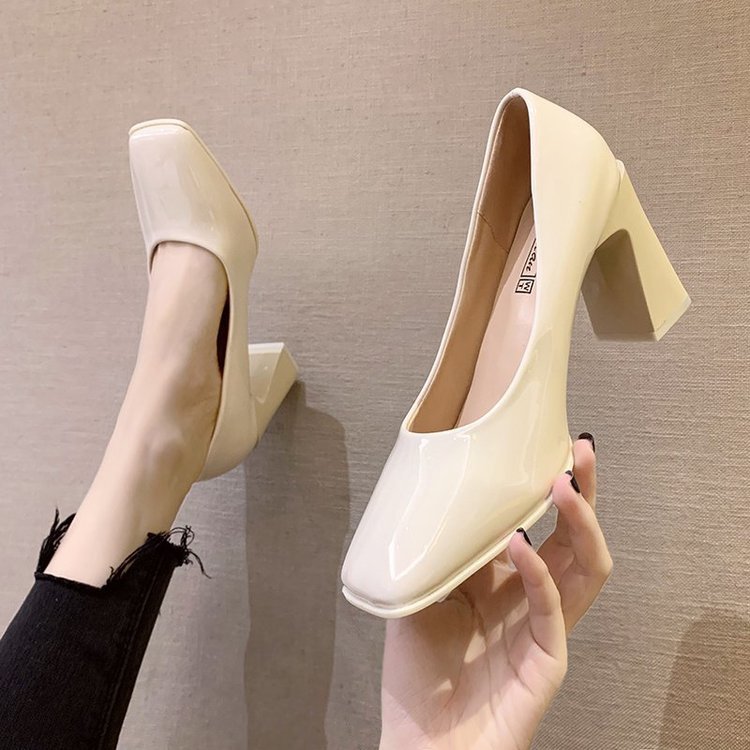 Square head high-heeled shoes spring shoes for women