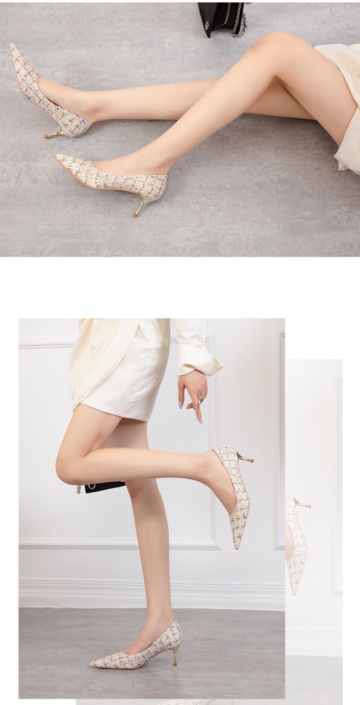 European style sexy shoes plaid stilettos for women