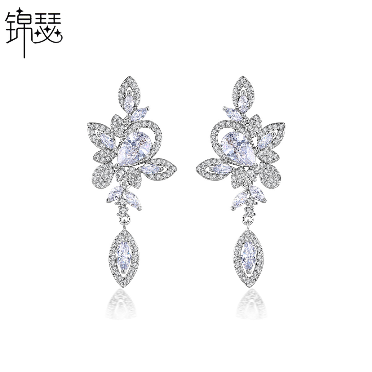 Fashion tassels earrings zircon stud earrings for women