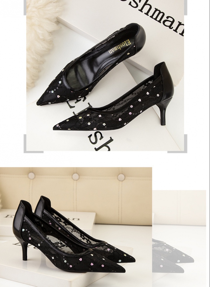 Lace European style high-heeled shoes slim shoes for women