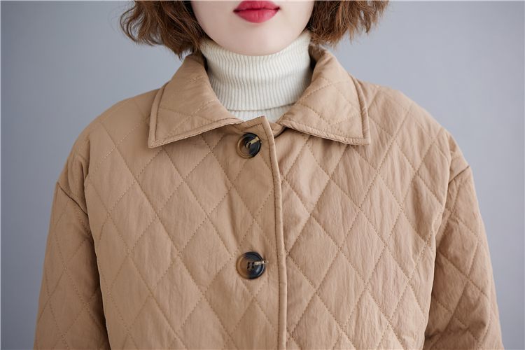 Lapel large yard coat quilted winter cotton coat for women