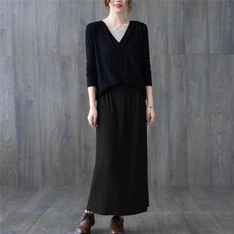 Pleated long Korean style all-match large yard skirt