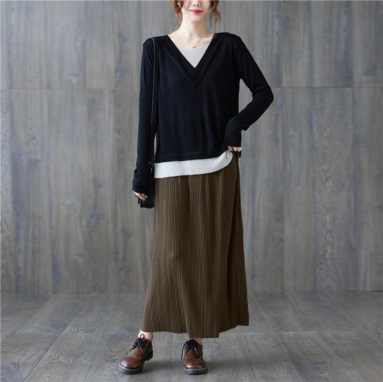Pleated long Korean style all-match large yard skirt