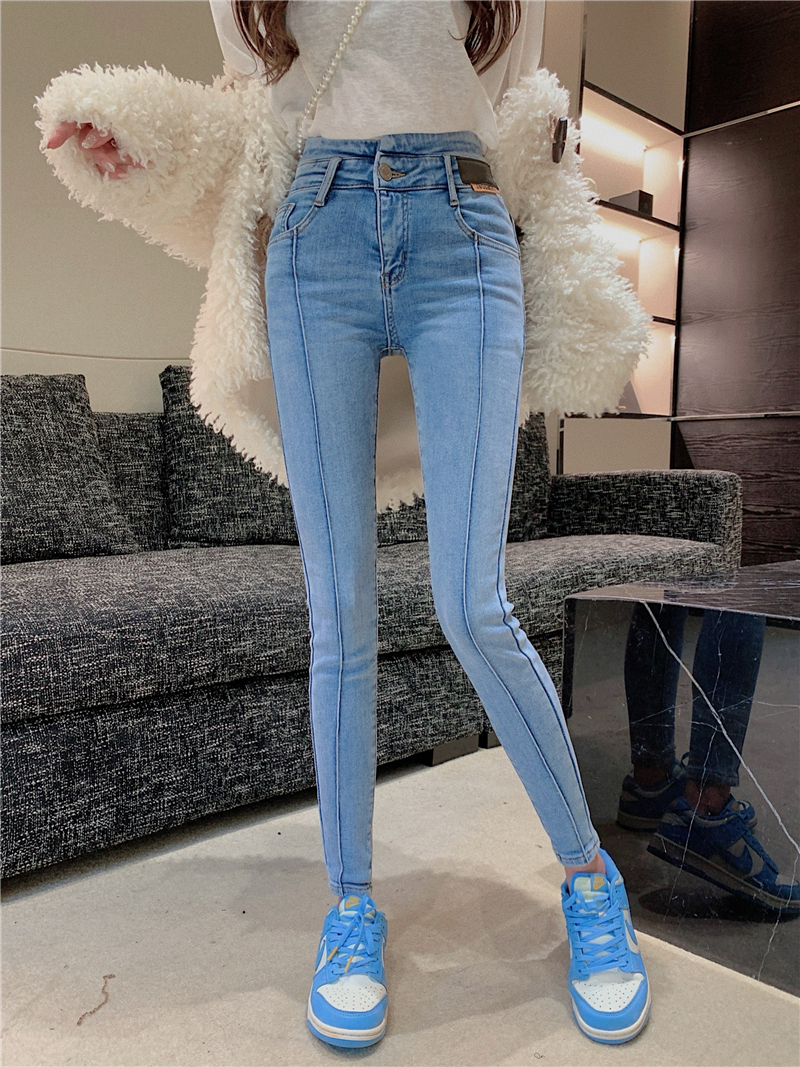 Ultrahigh slim jeans nine tenths elasticity pencil pants