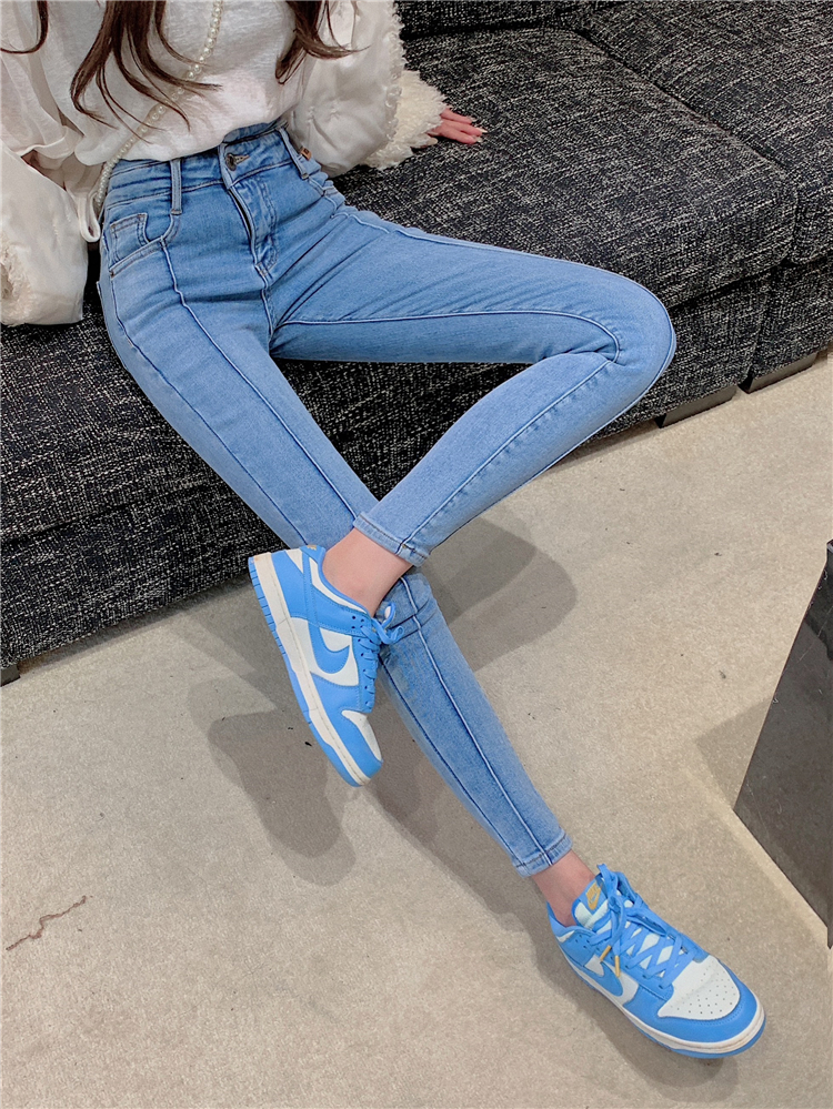 Ultrahigh slim jeans nine tenths elasticity pencil pants