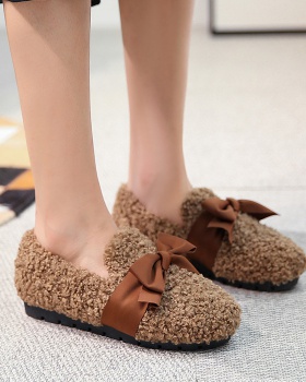 Wear flat lovely round bow elmo winter shoes for women
