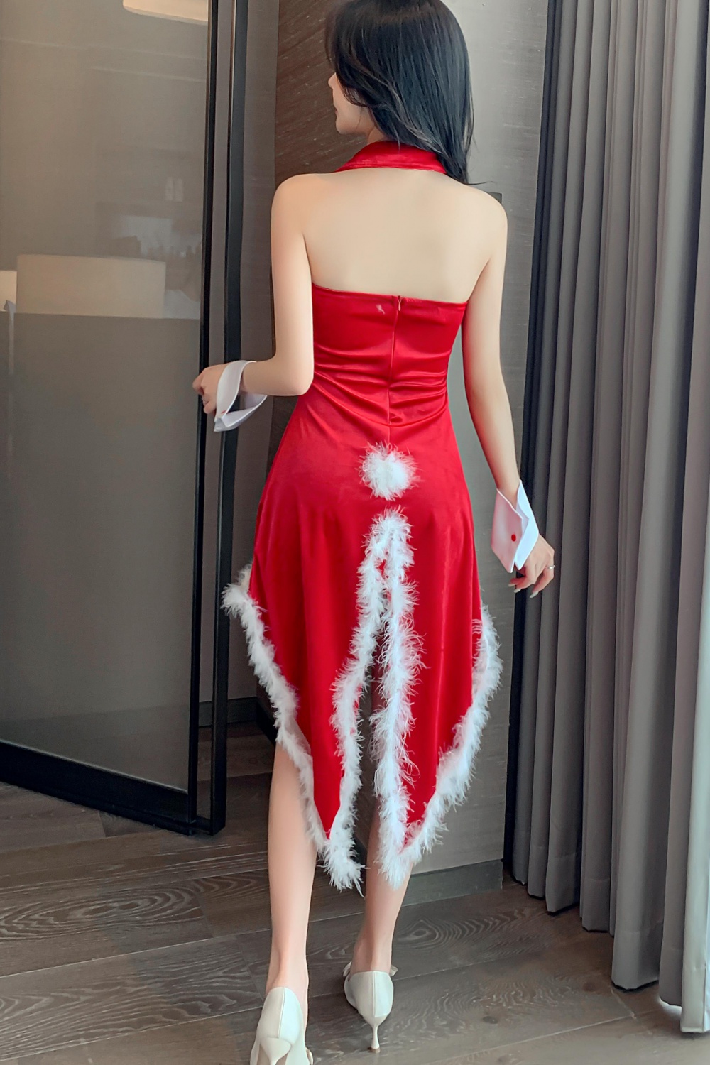 Elmo christmas dress sexy splice formal dress