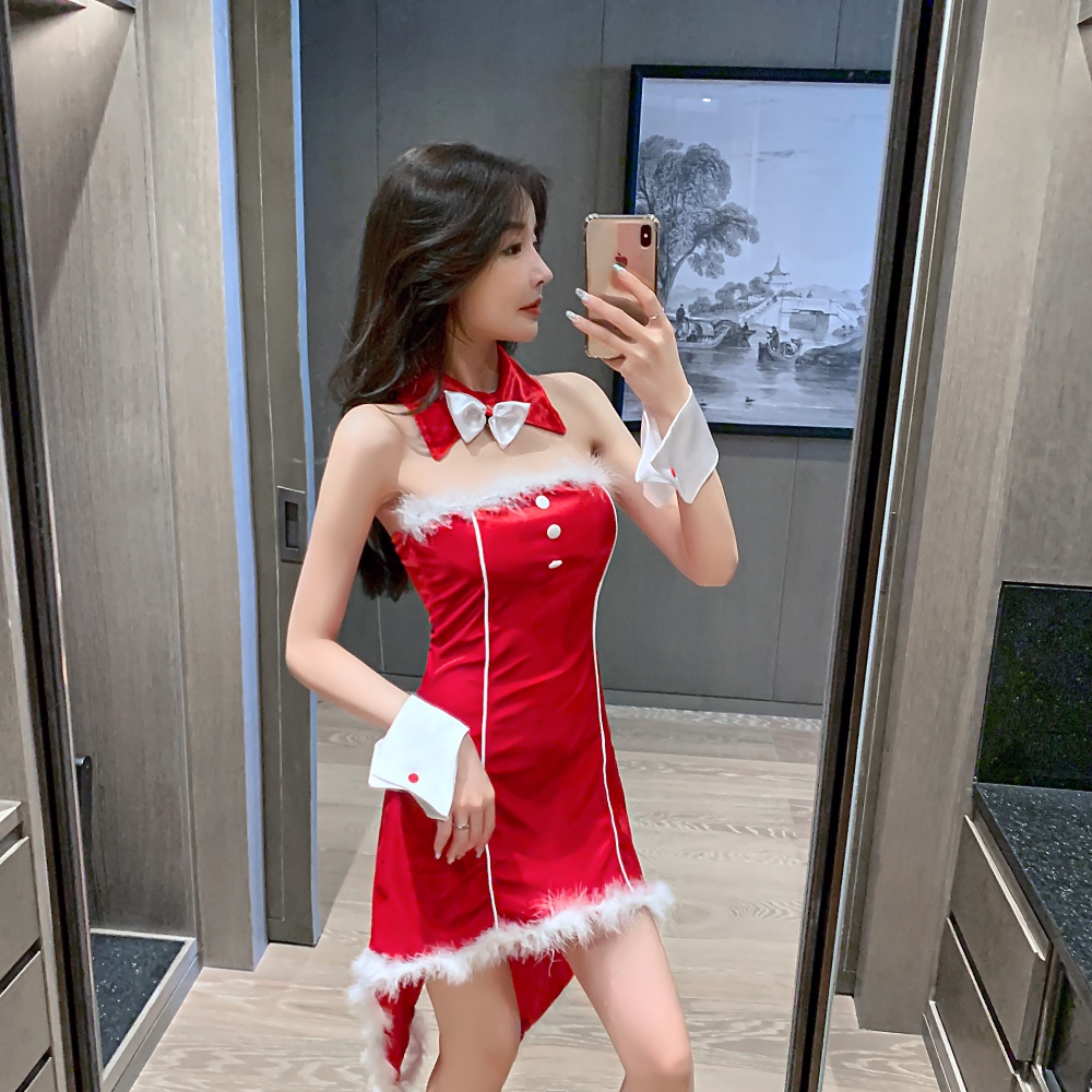 Elmo christmas dress sexy splice formal dress