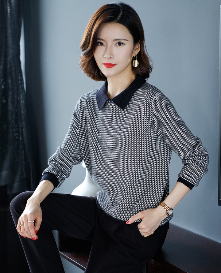 Knitted tops all-match bottoming shirt for women