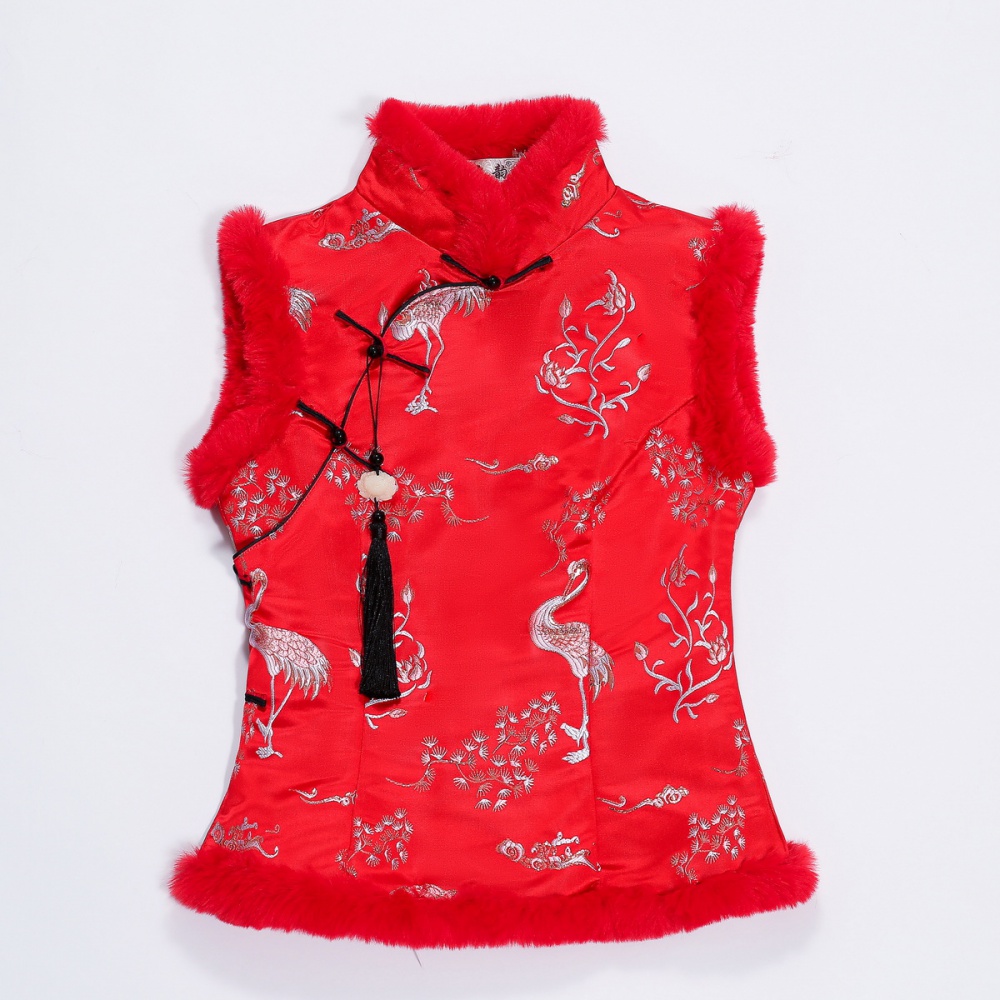 Woolen hemming vest Chinese style waistcoat 2pcs set