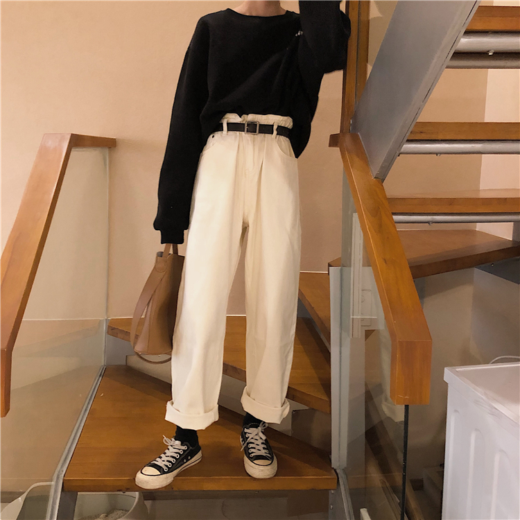 Slim loose casual pants high waist wide leg pants