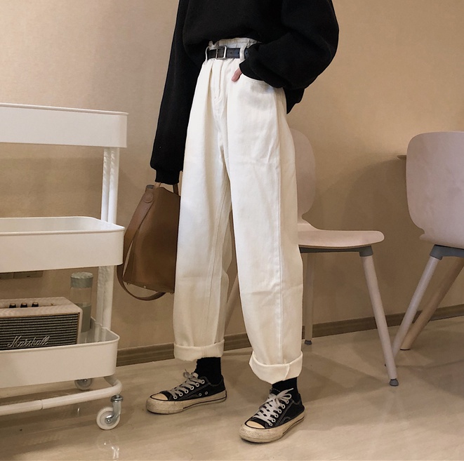 Slim loose casual pants high waist wide leg pants