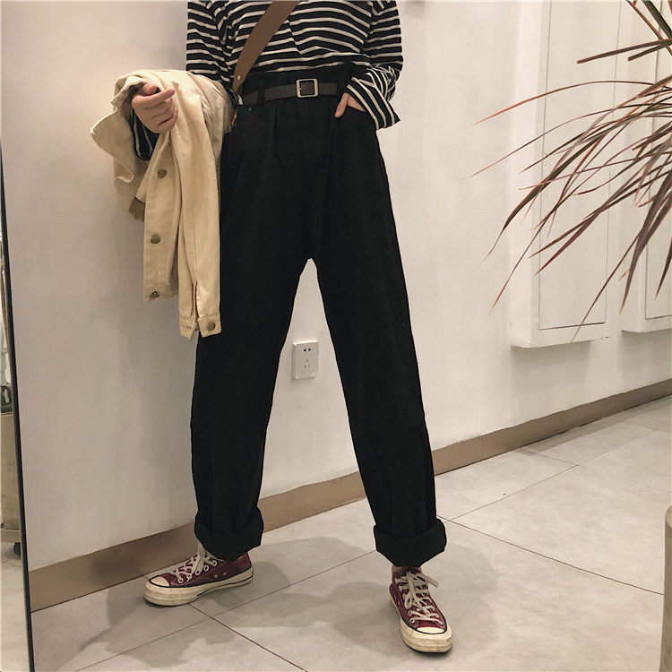 Slim loose casual pants high waist wide leg pants