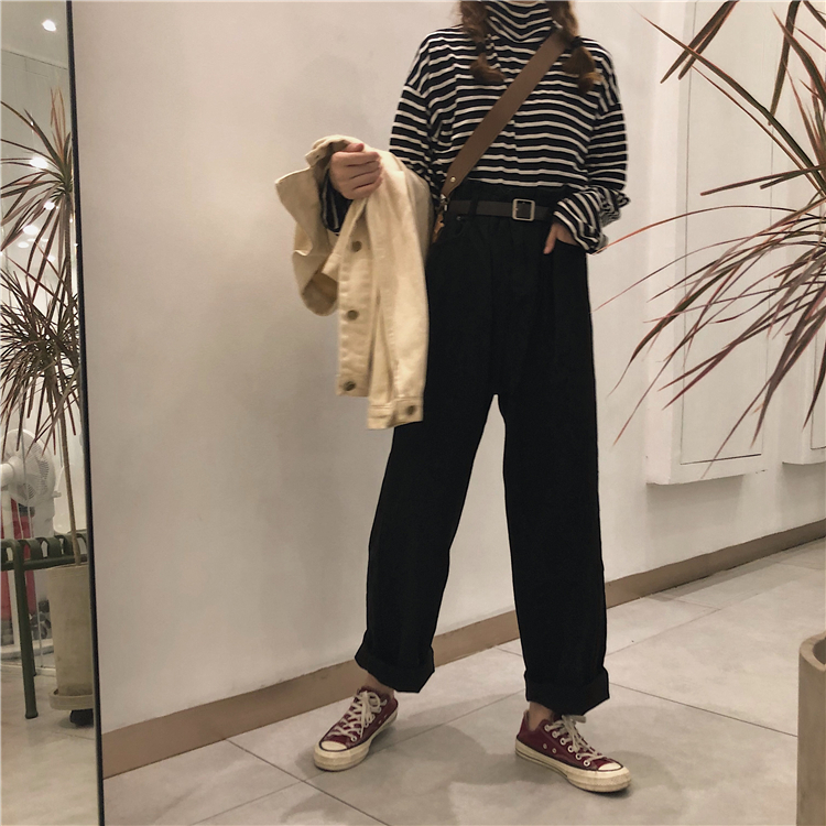 Slim loose casual pants high waist wide leg pants