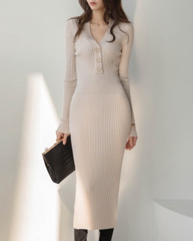 Temperament pinched waist bottoming knitted slim skirt
