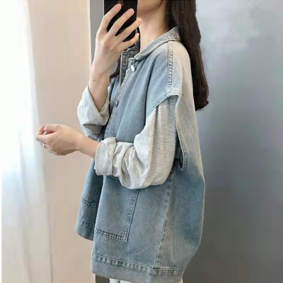 Buckle Korean style work clothing loose vest for women