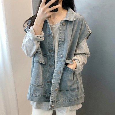 Buckle Korean style work clothing loose vest for women