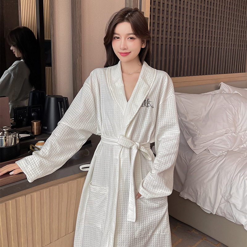 Thin long sleeve pajamas couples adult nightgown