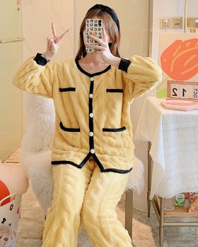 Homewear thick lovely autumn and winter long pants 2pcs set