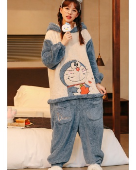 Lovely plus velvet student winter pajamas for women