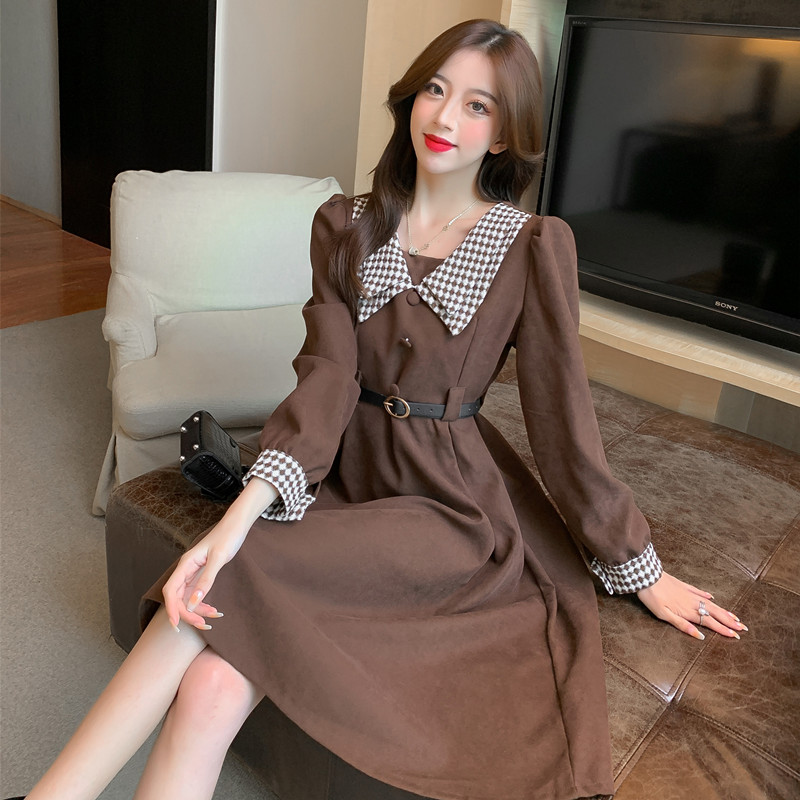 Autumn winter retro spring and autumn long sleeve dress for women