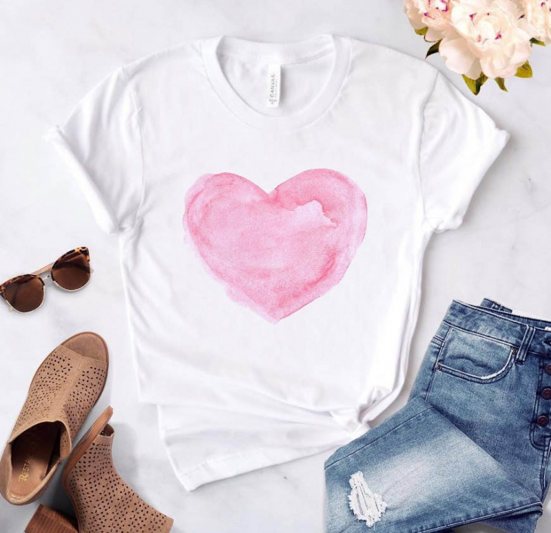 Short sleeve couples tops printing rose T-shirt