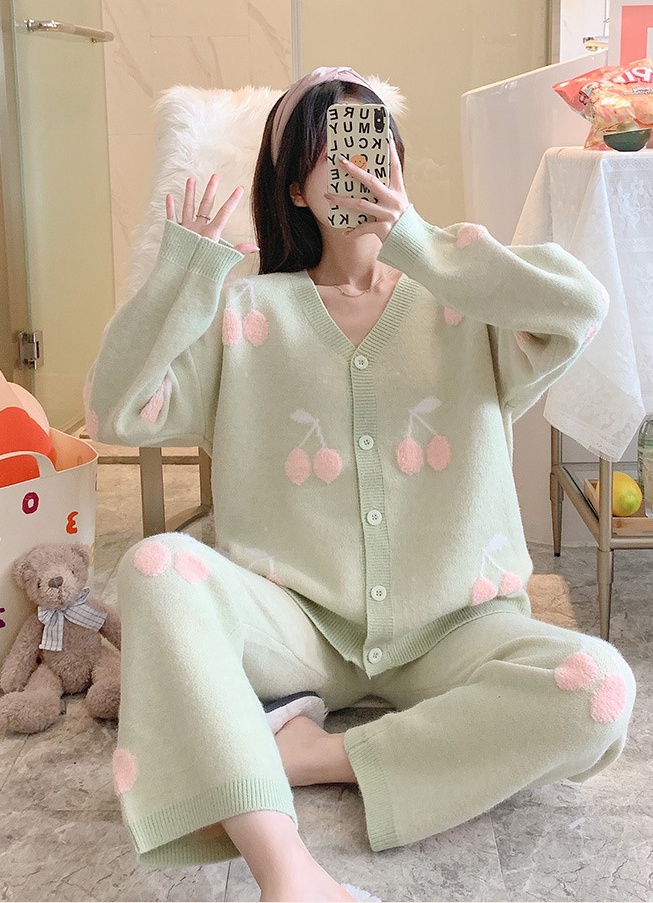 Homewear autumn and winter thermal pajamas a set for women