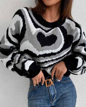 Round neck knitted sweater long sleeve shirts for women
