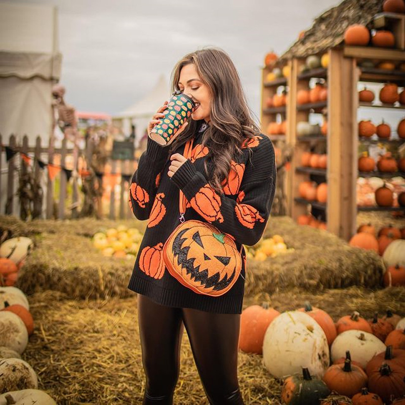 Autumn and winter Casual halloween pumpkin sweater for women