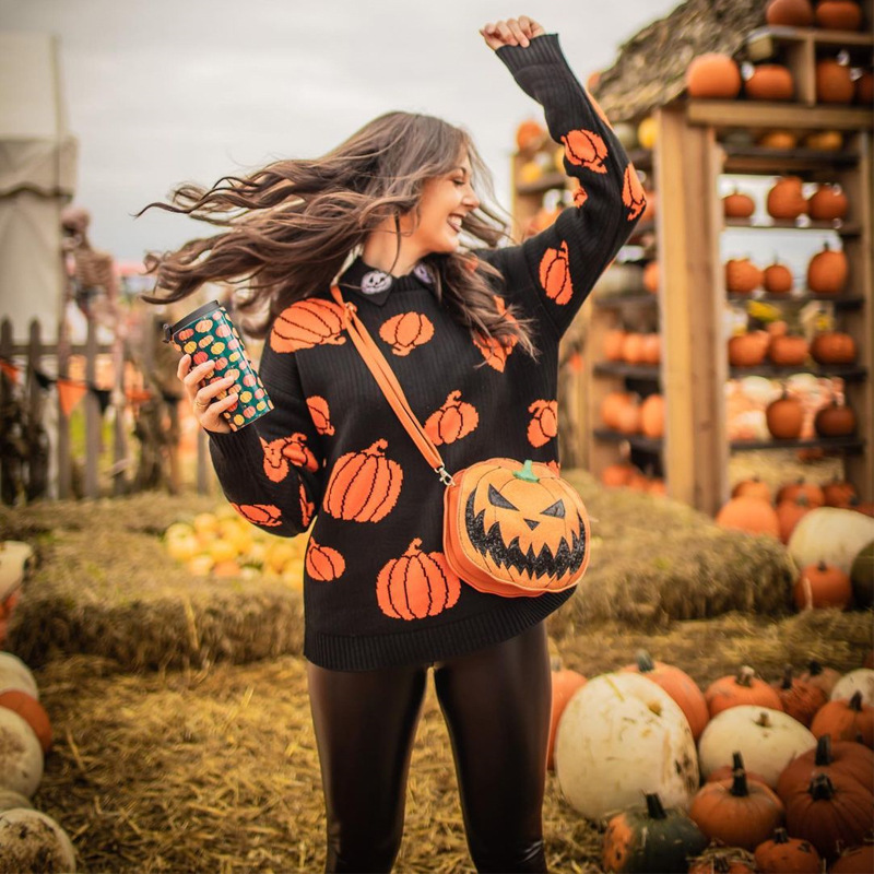 Autumn and winter Casual halloween pumpkin sweater for women