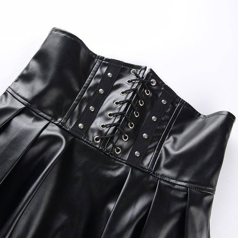 Pleated retro slim corset high waist bandage short skirt