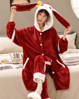 Thick plus velvet pajamas 2pcs set for women