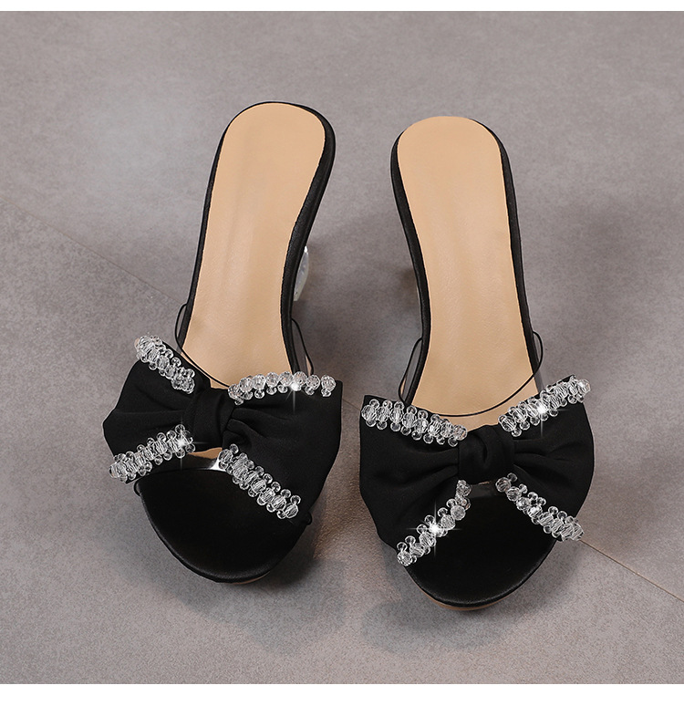 European style high-heeled shoes glass sandals for women