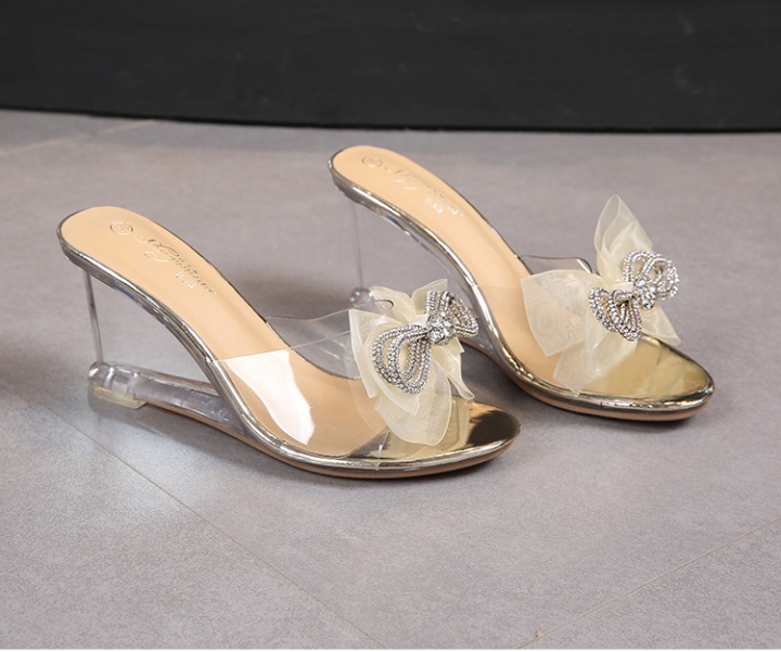 Transparent rhinestone sandals summer high-heeled shoes for women