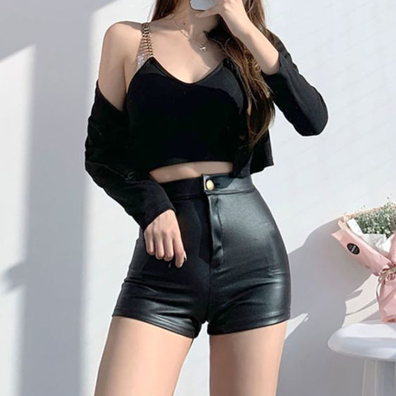 Package hip sexy leather pants tight leather short pants