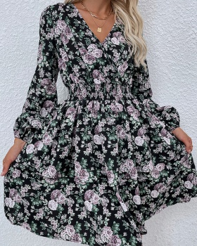 European style long spring and autumn dress for women
