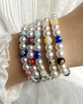 Beads glaze colors pearl simple elasticity bracelets