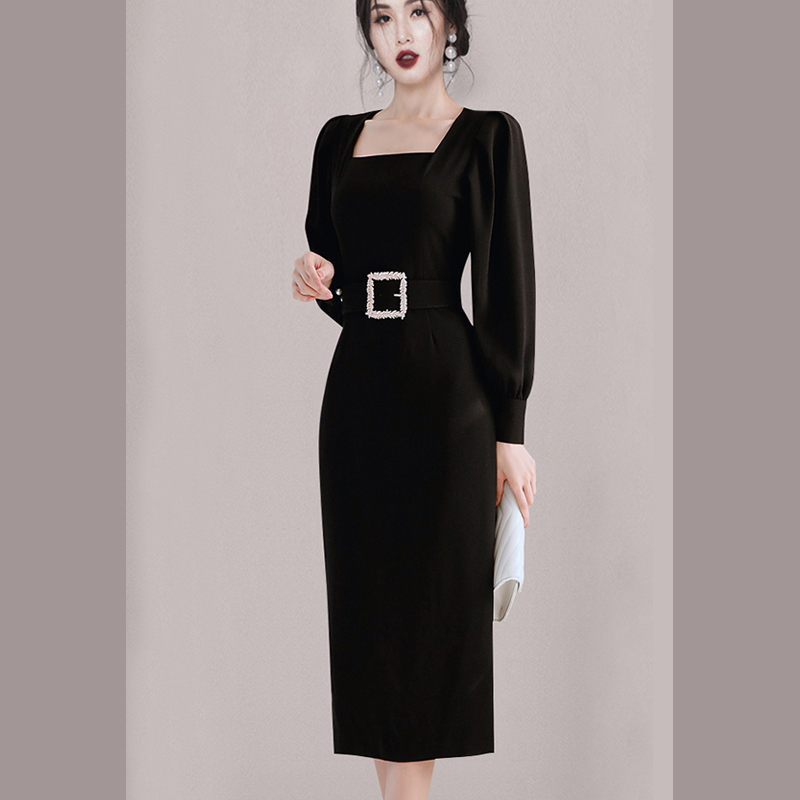 Long slim dress elegant autumn long dress for women