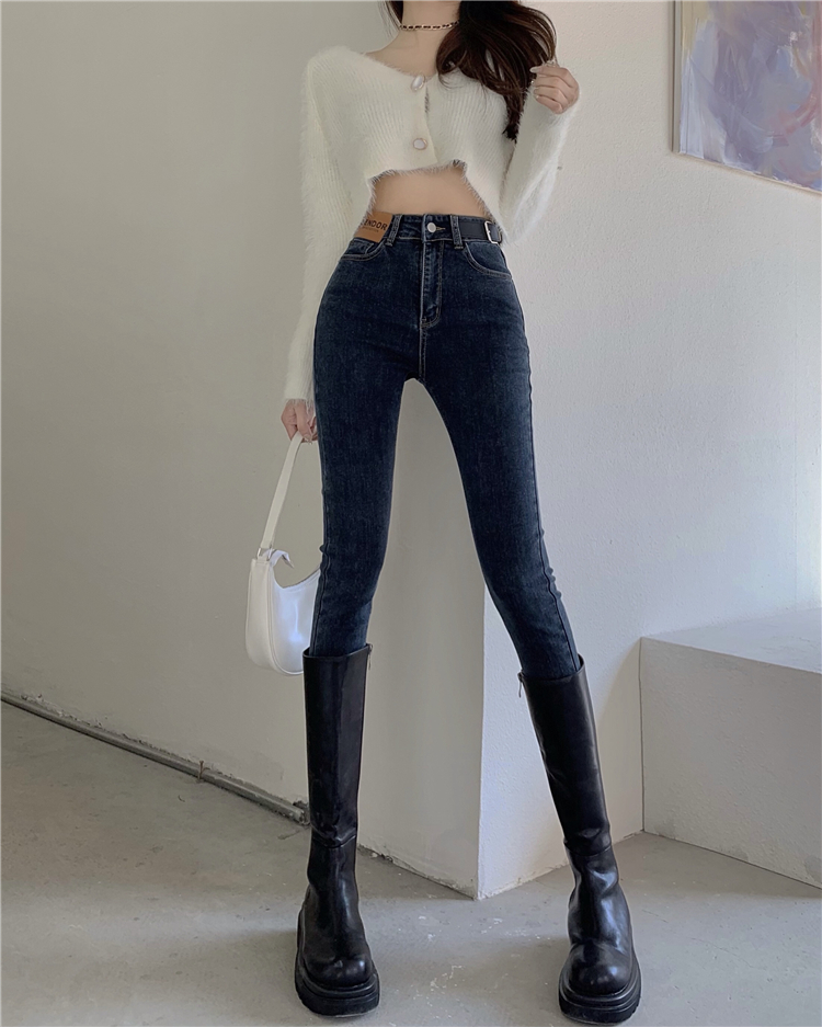 Fashion Korean style pencil pants high waist jeans for women