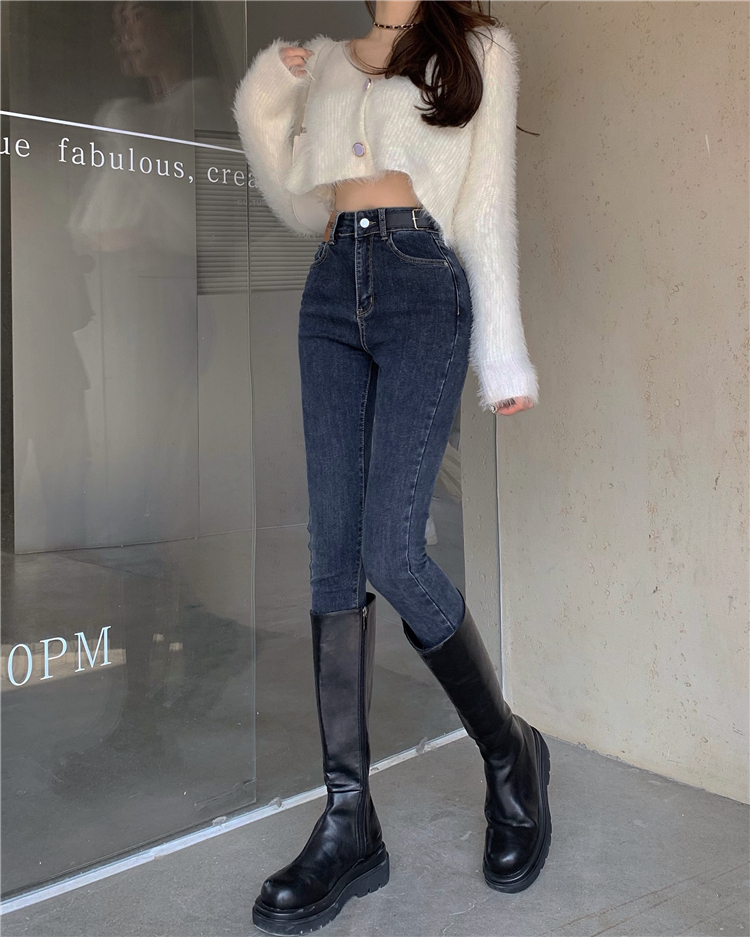 Fashion Korean style pencil pants high waist jeans for women