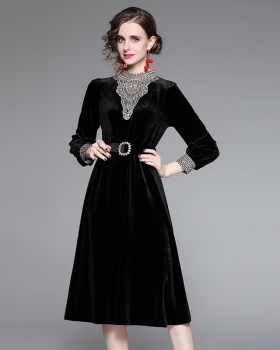 Autumn and winter frenum beading embroidery dress