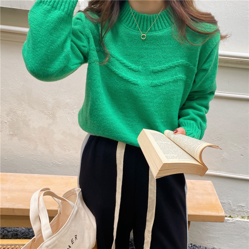 Knitted pullover round neck Korean style sweater