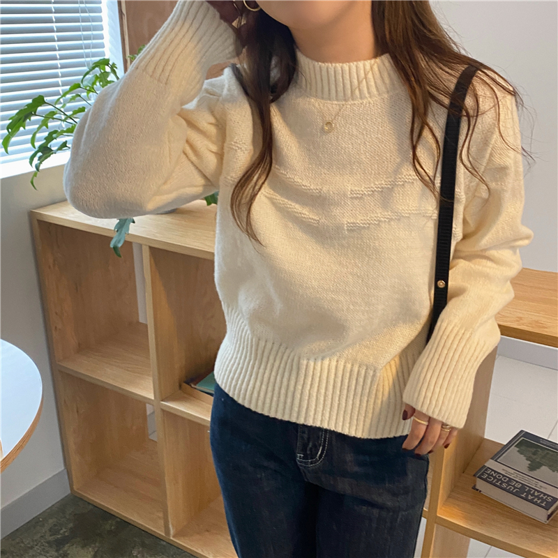 Knitted pullover round neck Korean style sweater