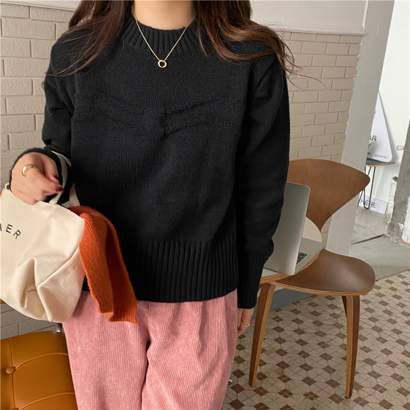 Knitted pullover round neck Korean style sweater