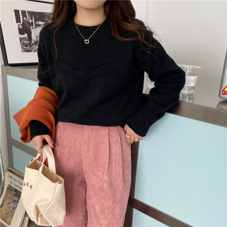 Knitted pullover round neck Korean style sweater