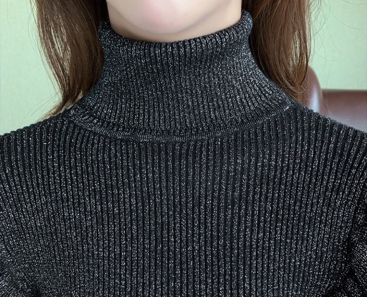 High collar dress knitted sweater dress for women