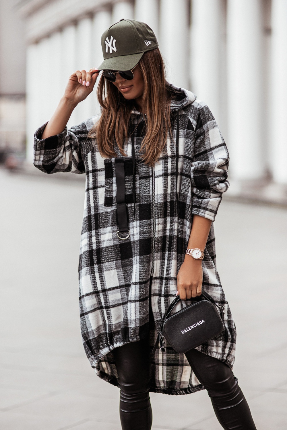 Hooded zip tops European style Casual coat for women