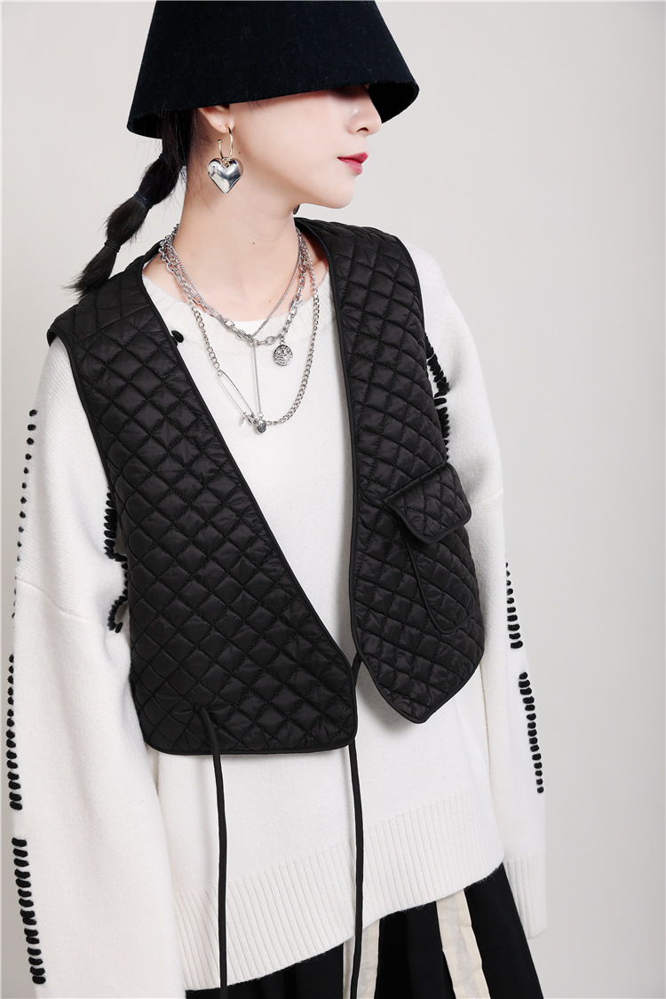 Simple frenum cotton coat quilted short waistcoat for women