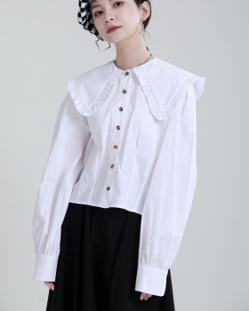 Large collar autumn and winter shirt slim tops for women